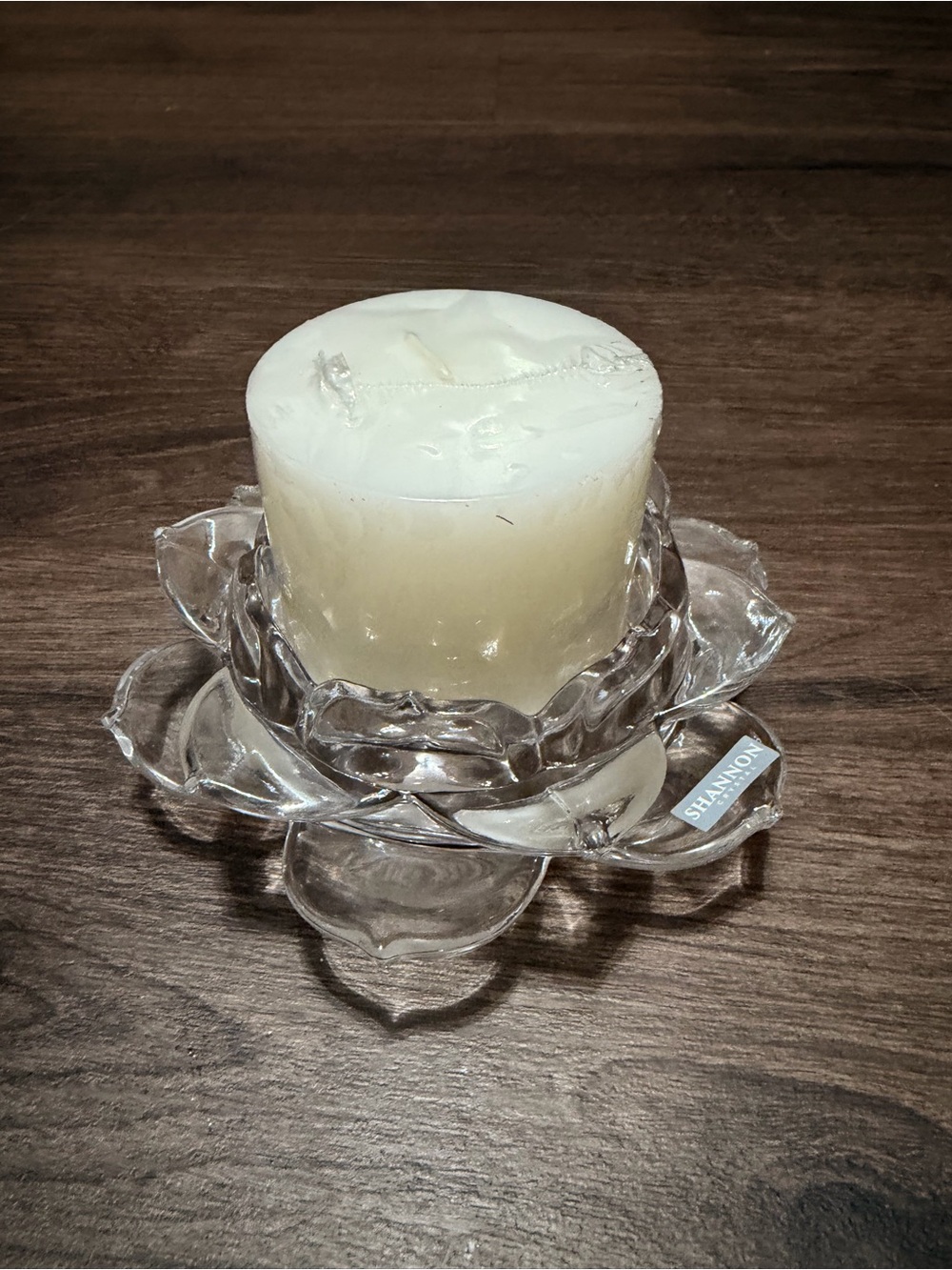 Godinger Clear Crystal Lotus Pillar Candle Holder